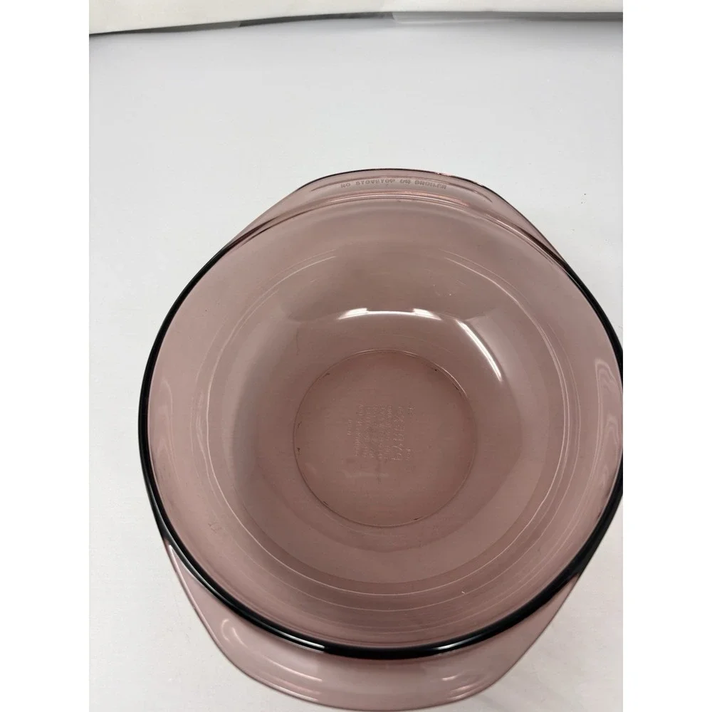 Vintage Cranberry Pyrex 024 2L Bowl with Handles and Lid Casserole Dish